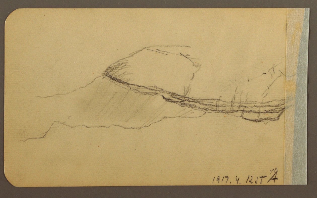 Rysunek, Mountain Side, wieżyczka; Verso: Mountain Side, 1889 r. autorstwa Frederic Edwin Church