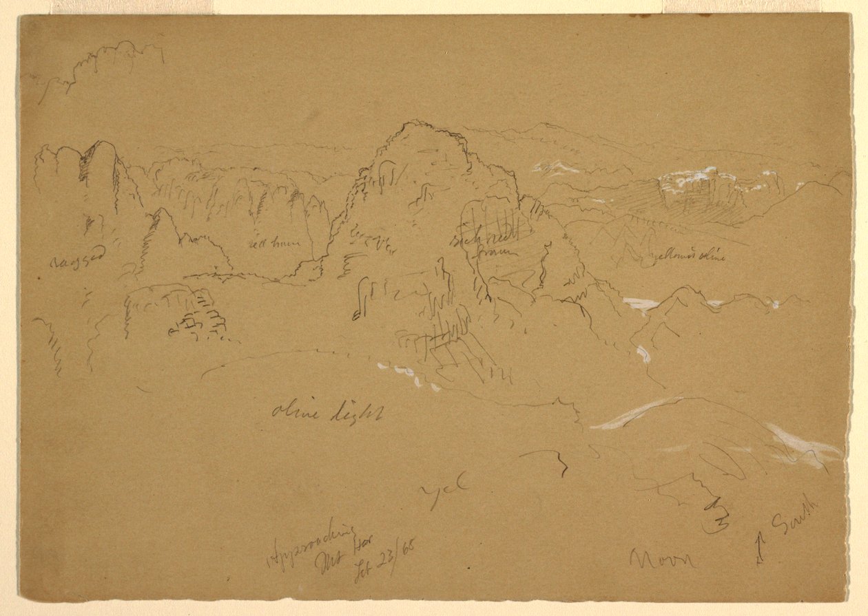 Rysunek, góra, Wady el-Arabah, 23 lutego 1868 r. autorstwa Frederic Edwin Church