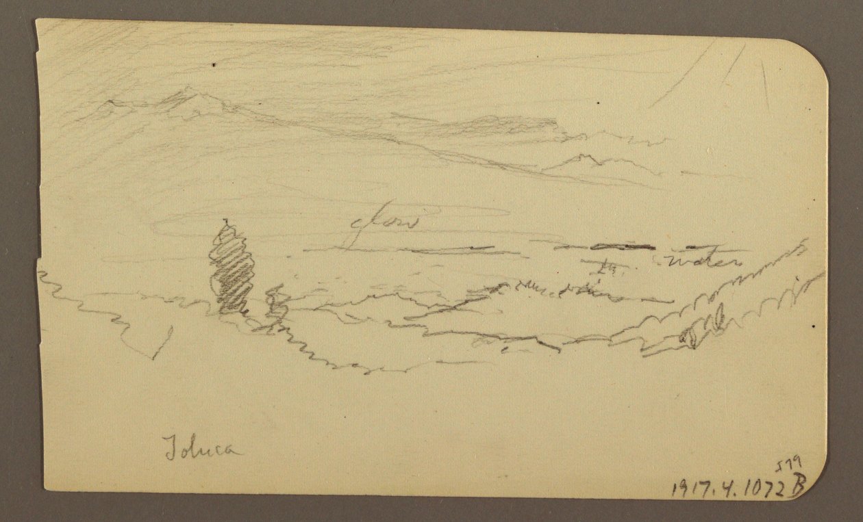 Rysunek, Pejzaż górski, Toluca; Verso: Góra, Toluca, 20 kwietnia 1885 r. autorstwa Frederic Edwin Church
