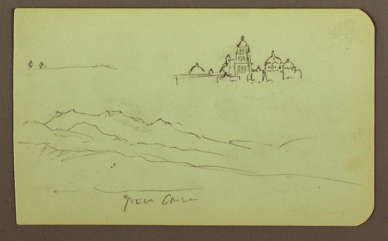 Rysunek, Góry, Kościół; Verso: Postacie, Kościół, 1883 r. autorstwa Frederic Edwin Church