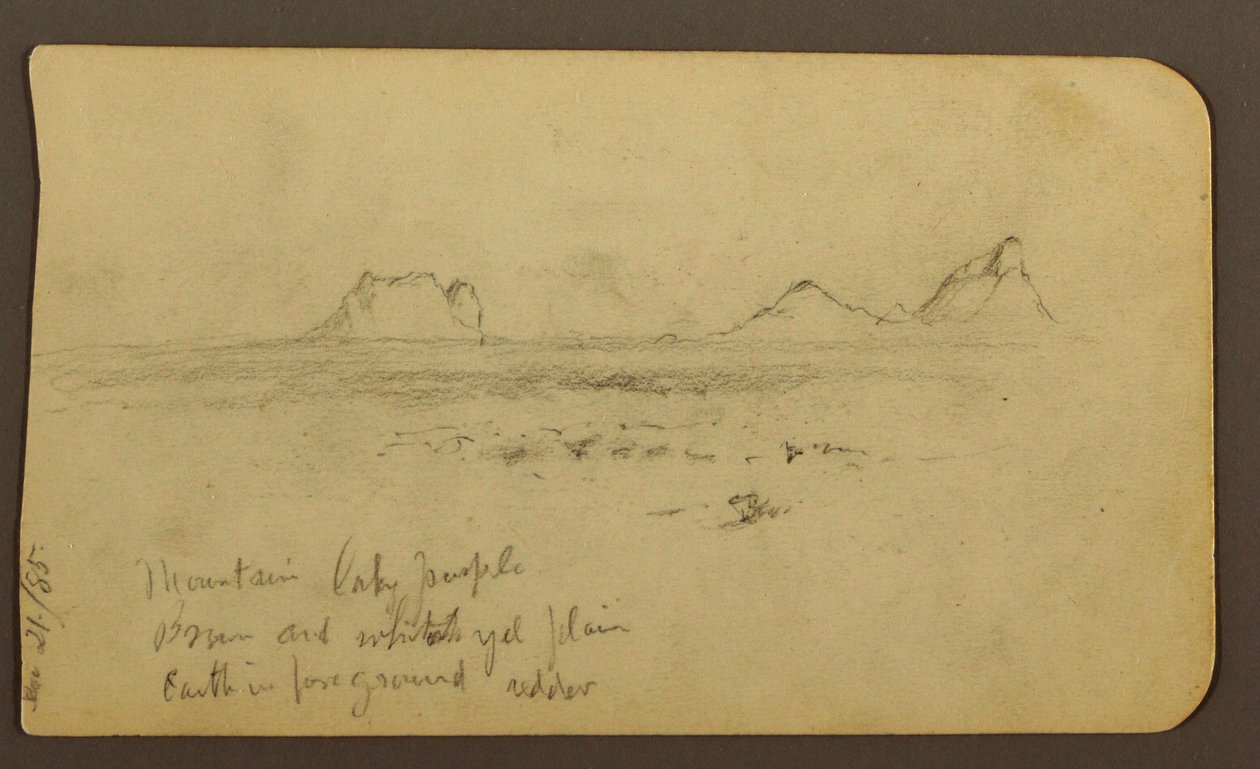 Rysunek, Góry; Verso: Foothills amp; Pasmo górskie, 21 grudnia 1885 r. autorstwa Frederic Edwin Church