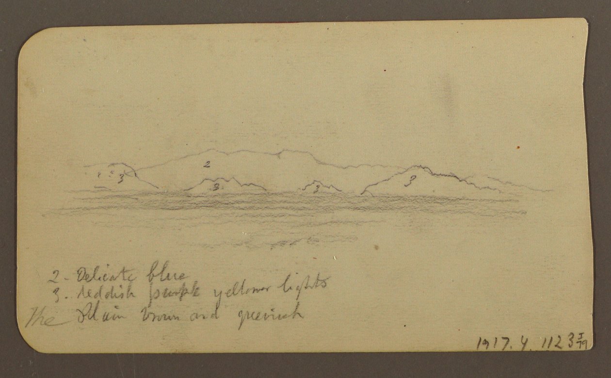 Rysunek, Góry; Verso: Foothills amp; Pasmo górskie, 21 grudnia 1885 r. autorstwa Frederic Edwin Church