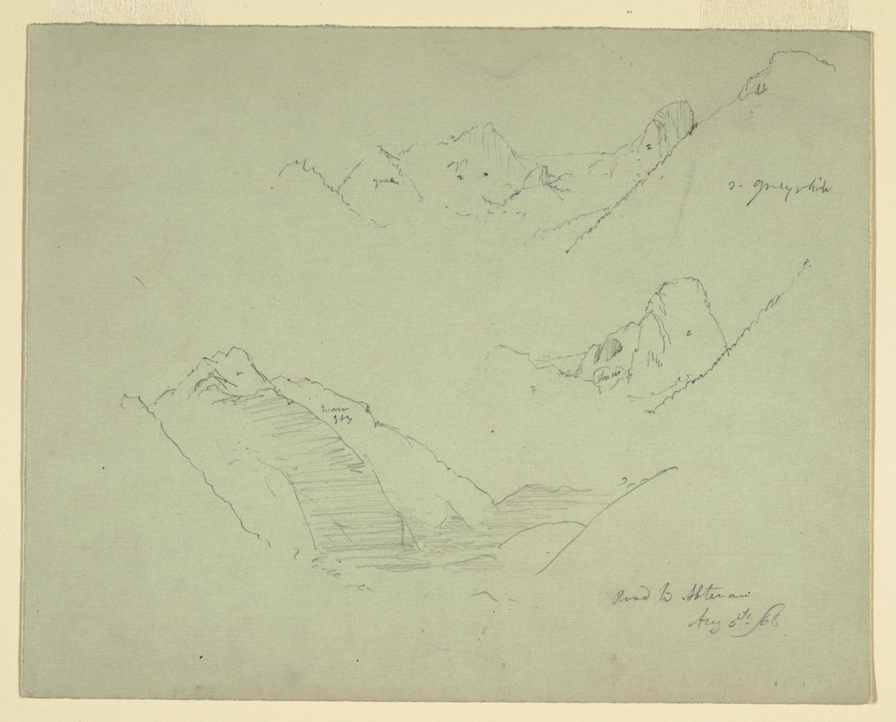 Rysunek, góry w pobliżu Abtenau, Salzkammergut, 5 sierpnia 1868 r. autorstwa Frederic Edwin Church