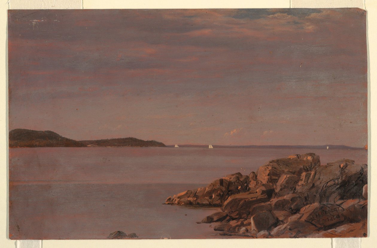 Rysunek, Mt. Desert Island, wybrzeże Maine, 1850 r. autorstwa Frederic Edwin Church
