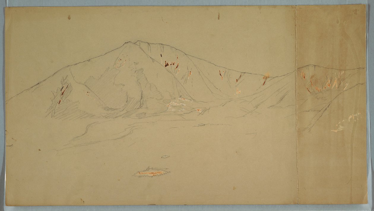 Rysunek, Mt. Katahdin od południowego wschodu; Verso: Mt. Katadhin, 1876-78 autorstwa Frederic Edwin Church
