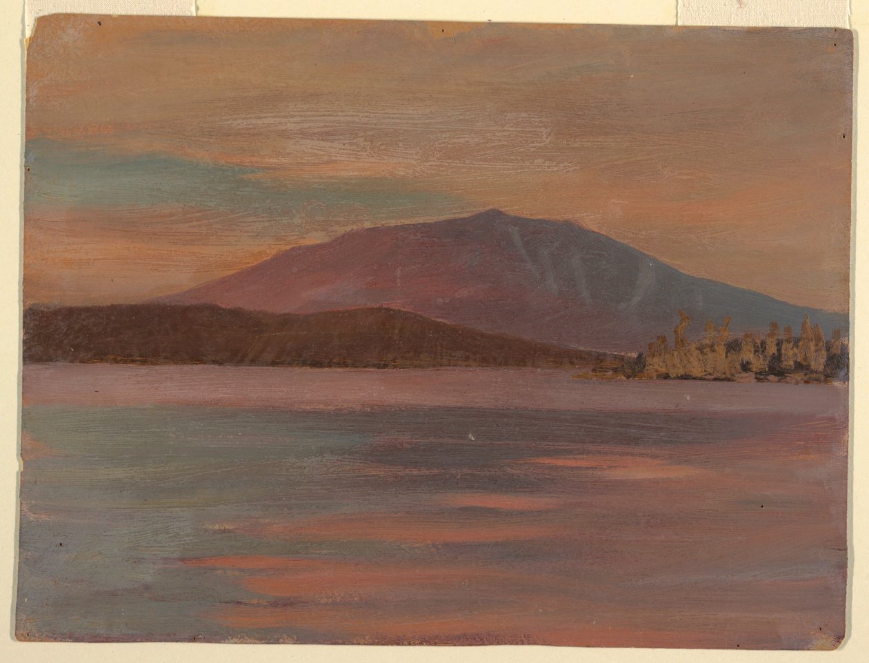 Rysunek, Mt. Katahdin z Togue Pond, 1877 r. autorstwa Frederic Edwin Church