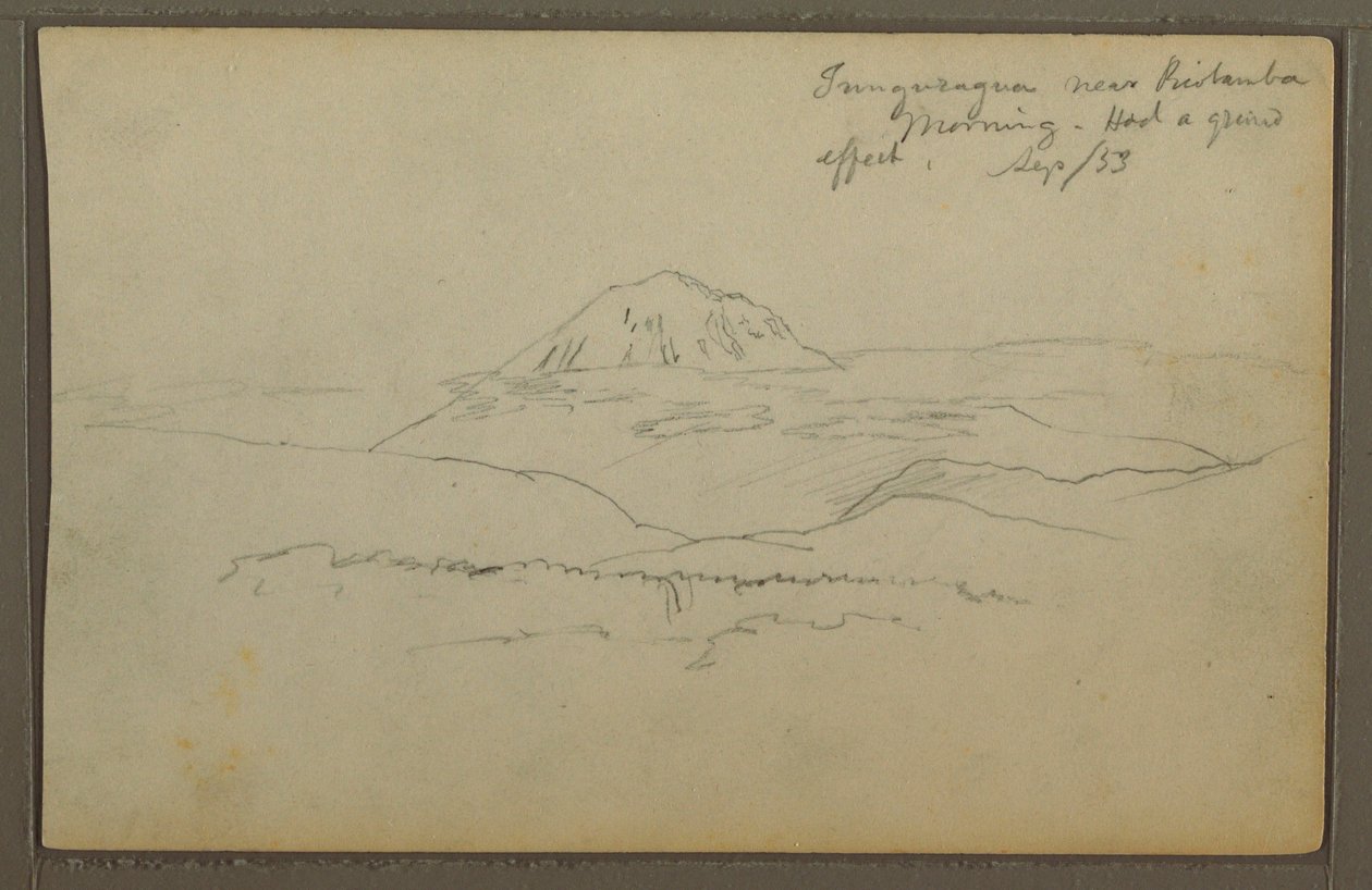 Rysunek, góra Tunguragua, Riobamba, Ekwador, wrzesień 1853 r. autorstwa Frederic Edwin Church