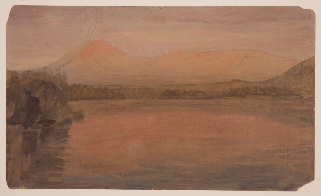 Rysunek, Mts. Katahdin i Turner znad jeziora Katahdin, 1860-78 r. autorstwa Frederic Edwin Church