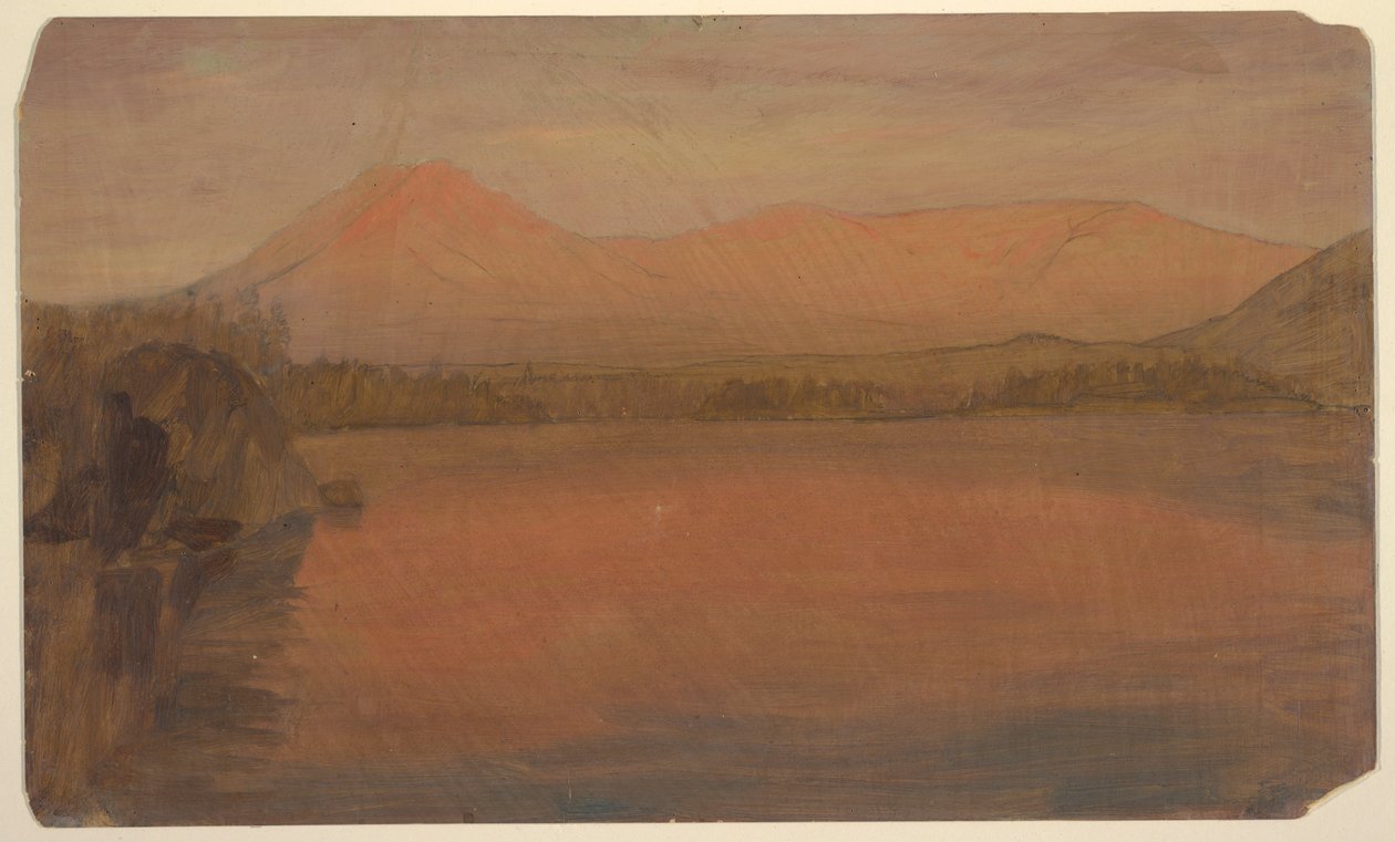 Rysunek, Mts. Katahdin i Turner z jeziora Katahdin, 1860-78 r. autorstwa Frederic Edwin Church