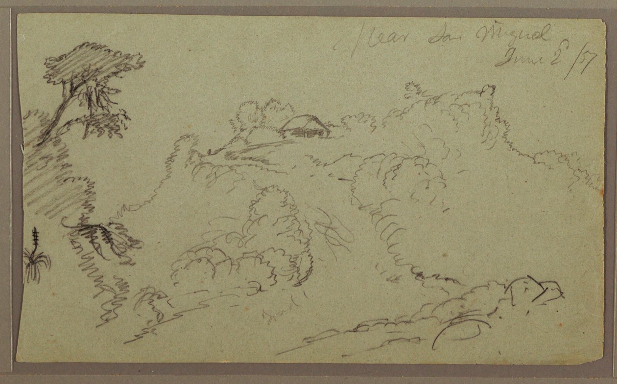 Rysunek, w pobliżu San Miguel, Ekwador; Verso: Niedokończony szkic górski, 2 czerwca 1857 r. autorstwa Frederic Edwin Church