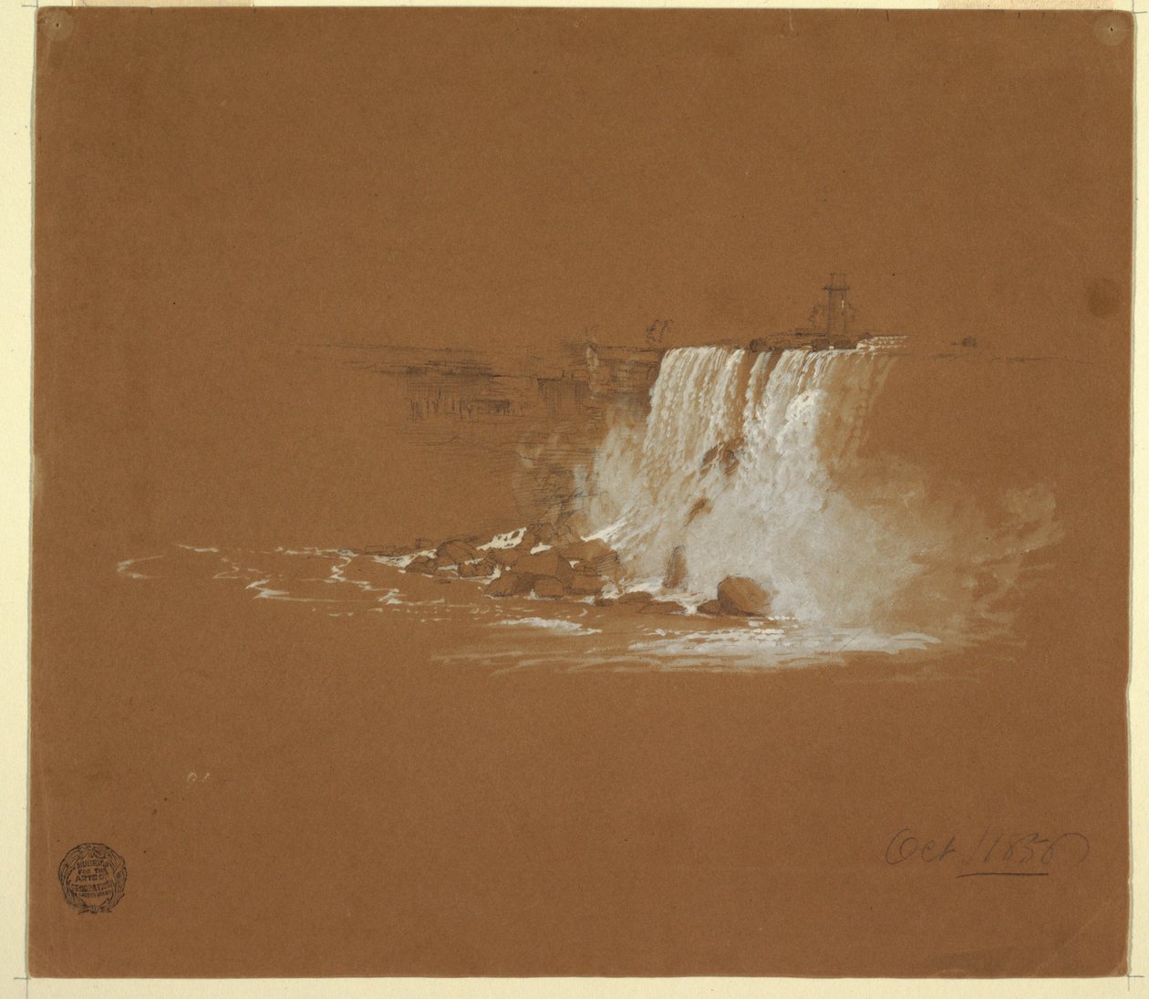 Rysunek, wodospad Niagara, październik 1856 r. autorstwa Frederic Edwin Church