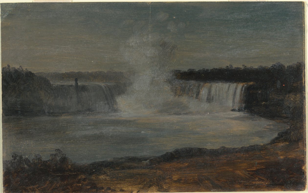 Rysunek, wodospad Niagara w wieczornym świetle, wrzesień 1856 r. autorstwa Frederic Edwin Church