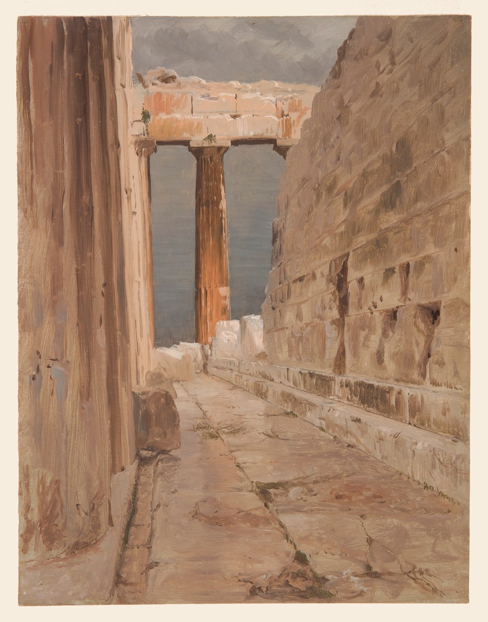 Rysunek, północny perystyl Partenonu, Ateny, 1869 r. autorstwa Frederic Edwin Church