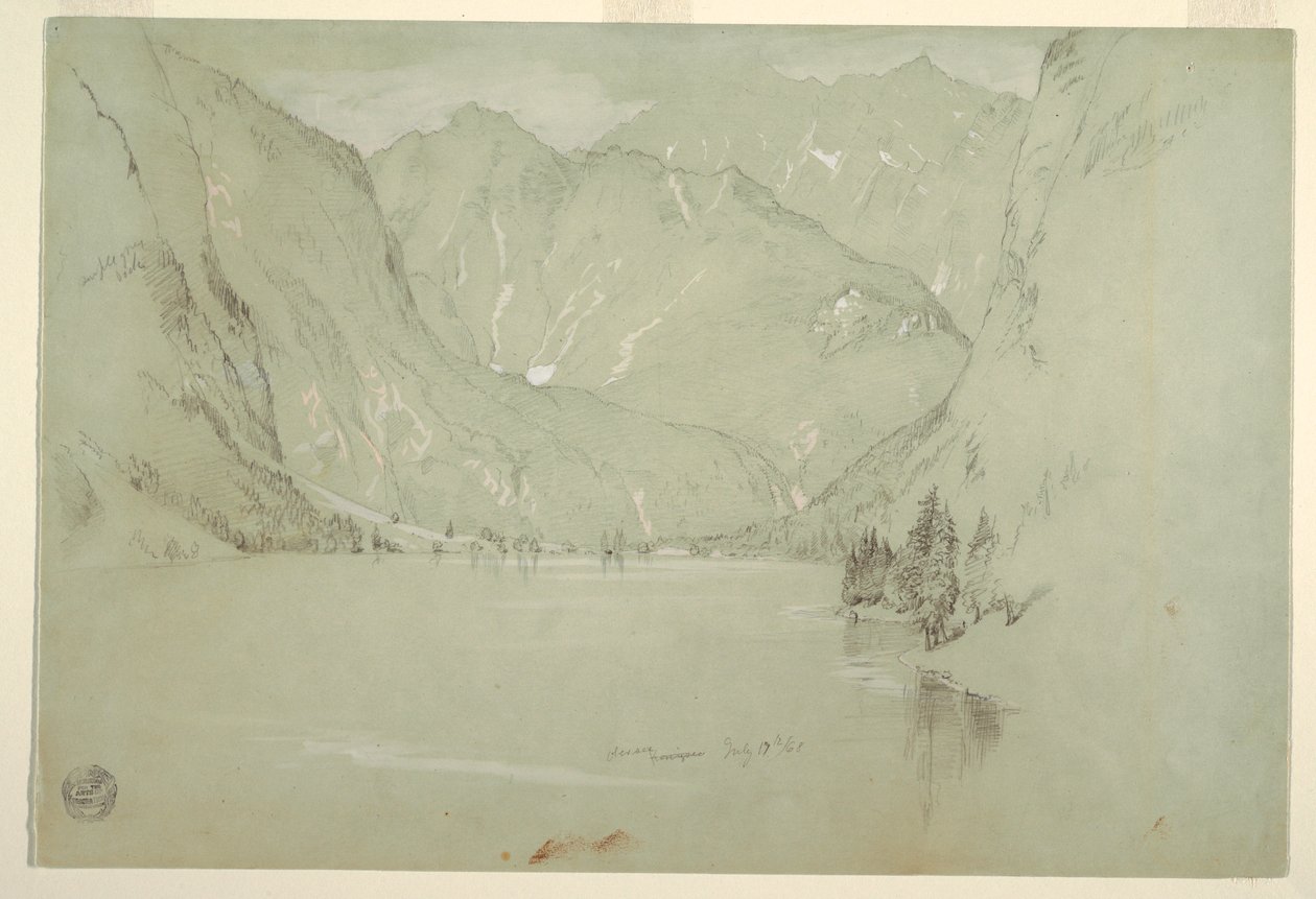 Rysunek, Obersee, Berchtesgaden, Bawaria, 17 lipca 1868 r. autorstwa Frederic Edwin Church