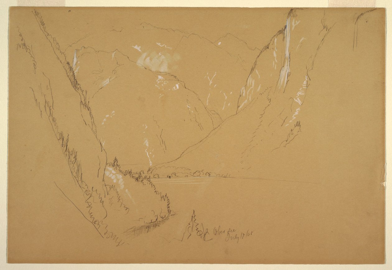 Rysunek, "Obersee", niedaleko Berchtesgarden, Bawaria, 17 lipca 1868 r. autorstwa Frederic Edwin Church