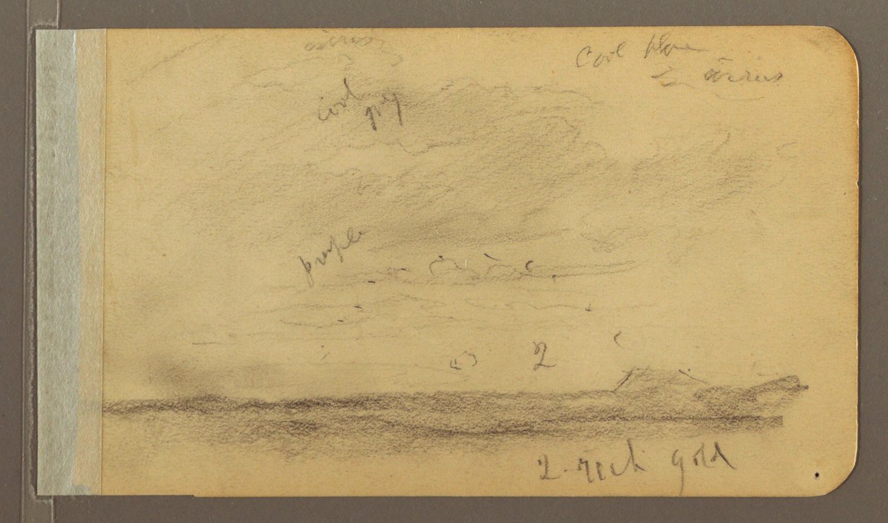 Rysunek, Orizaba; Verso: Zachmurzone niebo, dach, 1889 r. autorstwa Frederic Edwin Church