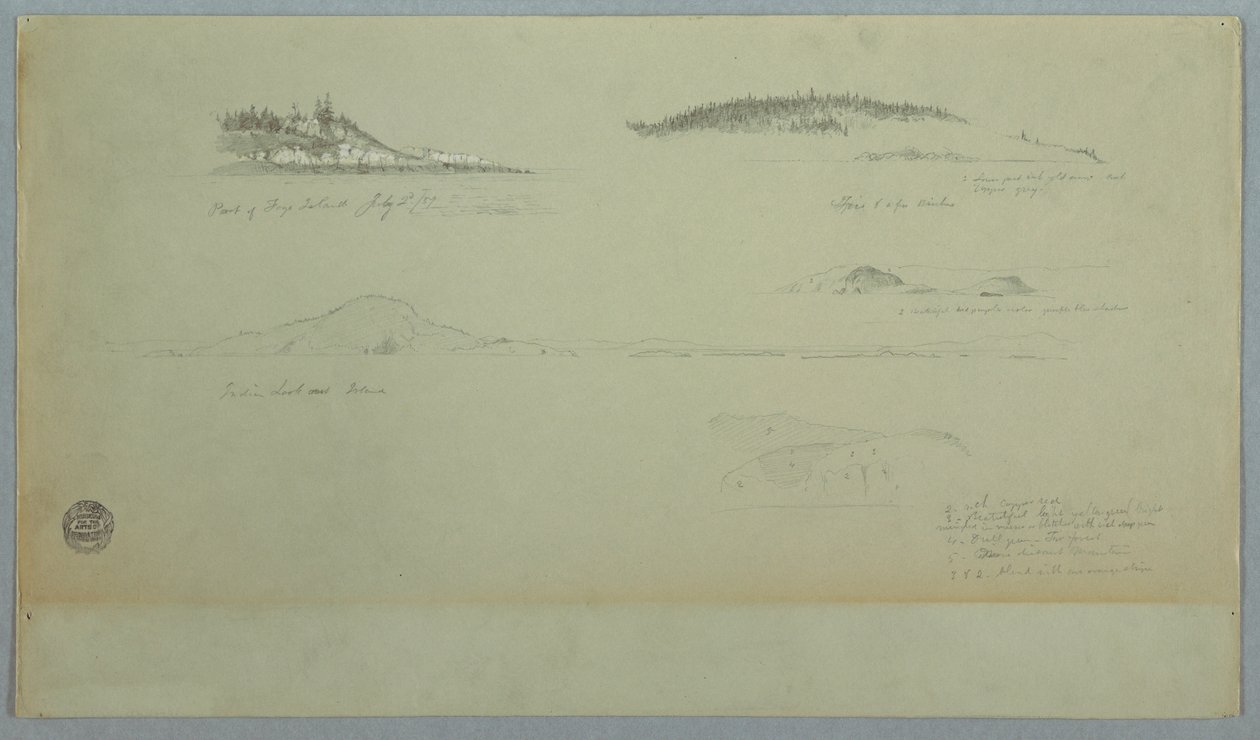 Rysunek, część wyspy Fogo, spojrzenie Indian, 2 lipca 1859 r. autorstwa Frederic Edwin Church