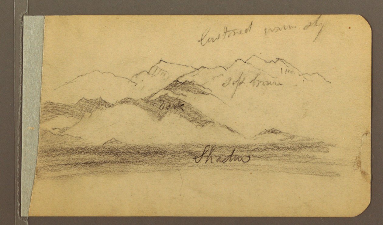 Rysunek, Szczyt Orizaba, postać; Verso: Równina i pasma górskie, 1889 autorstwa Frederic Edwin Church