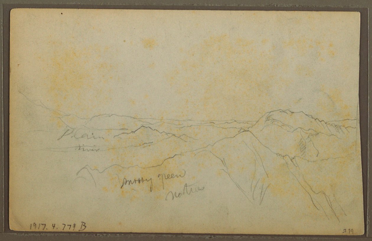 Rysunek, Popayan, Kolumbia; Verso: Krajobraz górski, Kolumbia, 9 sierpnia 1853 r. autorstwa Frederic Edwin Church