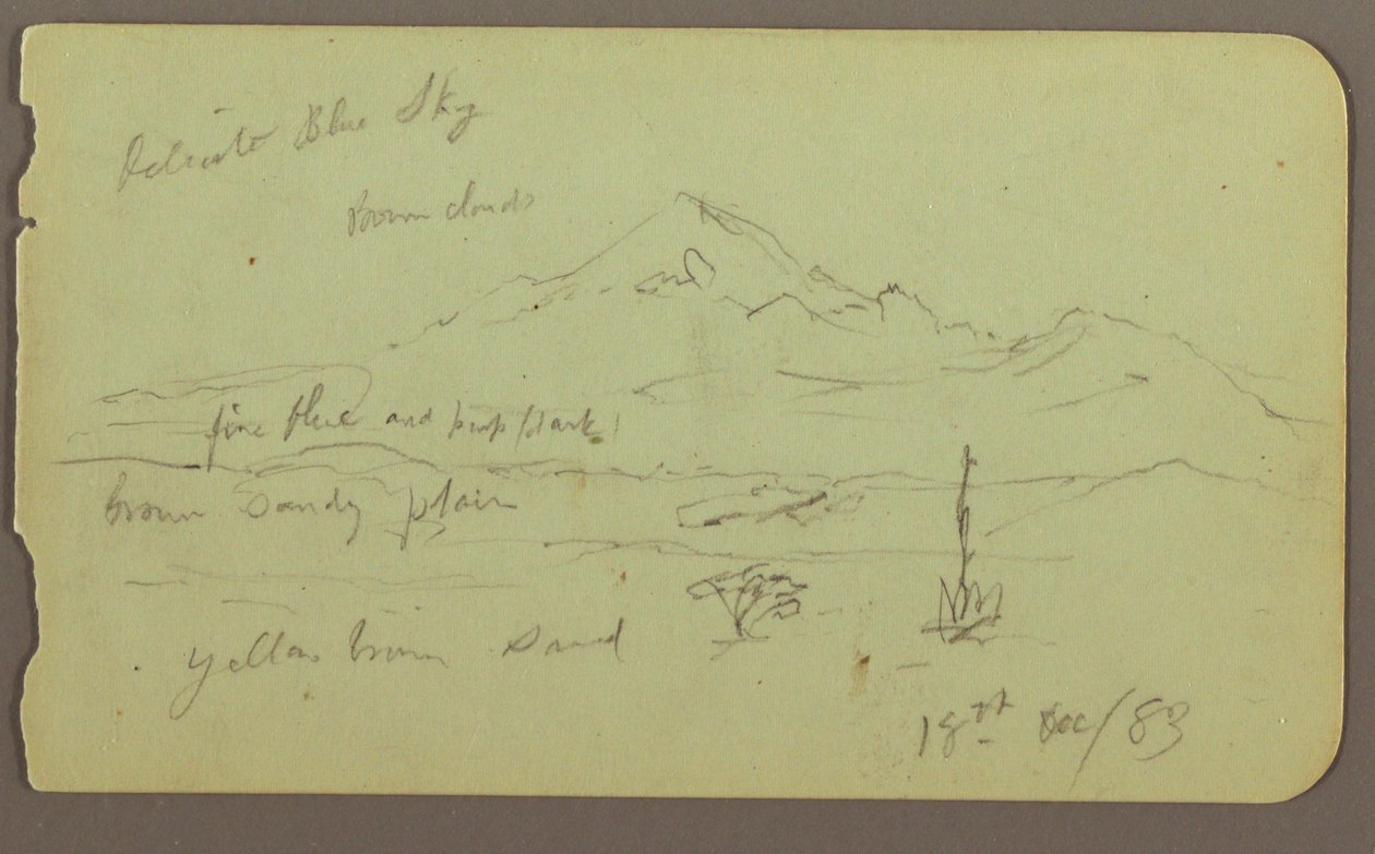 Rysunek, Popocatapel; Verso: Fryz na hotelu Texcoco, 18 grudnia 1883 r. autorstwa Frederic Edwin Church