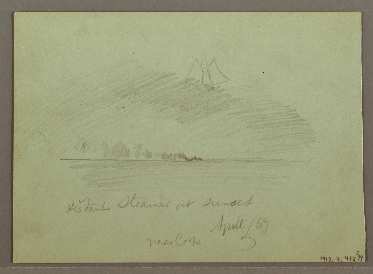 Rysunek, Skały przed linią brzegową, Skaliste klify przy linii brzegowej, kwiecień 1869 r. autorstwa Frederic Edwin Church