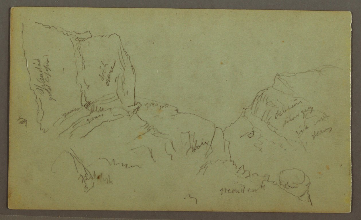 Rysunek, Rocky Mountaintops, prawdopodobnie 1868 r. autorstwa Frederic Edwin Church