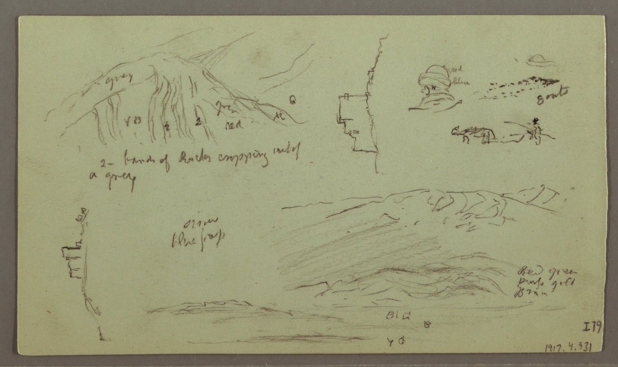 Rysunek, Ruiny, studium postaci, 27 kwietnia 1868 r. autorstwa Frederic Edwin Church