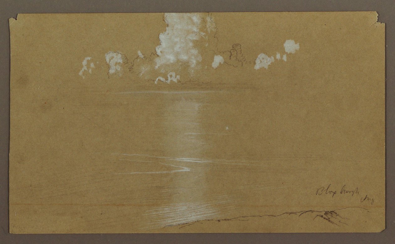Rysunek, Pejzaż morski, Bloxburgh; Verso: Wzgórza i morze, sierpień 1865 r. autorstwa Frederic Edwin Church