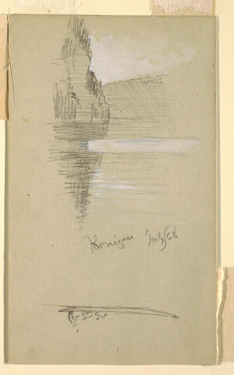 Rysunek, brzeg jeziora Königssee w pobliżu Berchtesgaden w Bawarii, lipiec 1868 r. autorstwa Frederic Edwin Church