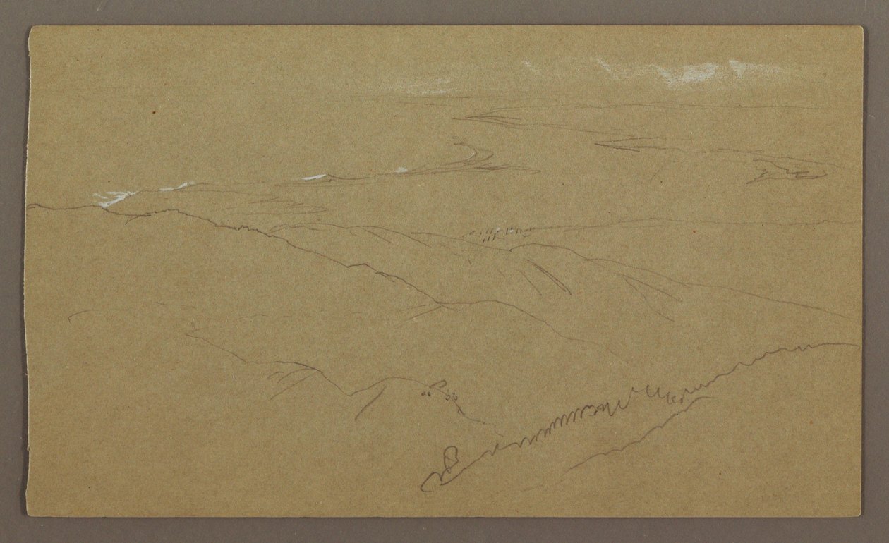 Rysunek, Brzeg i morze, "Bloxburgh", sierpień 1865 r. autorstwa Frederic Edwin Church