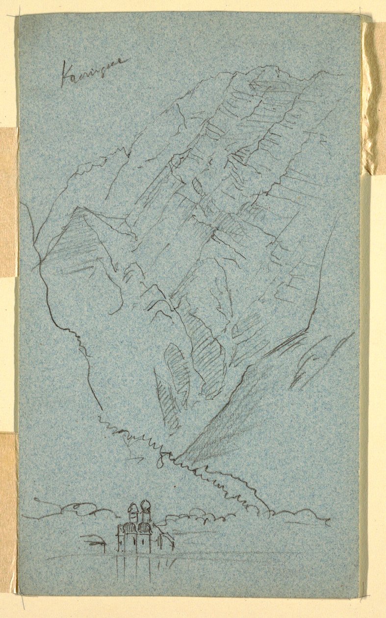 Rysunek, brzeg jeziora Konigssee, B, lipiec 1868 r. autorstwa Frederic Edwin Church