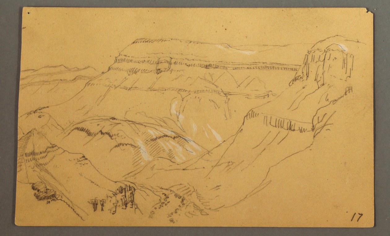 Rysunek, szkice, dolina El Yemen, "Arabia", prawdopodobnie 1868, 20 lutego autorstwa Frederic Edwin Church