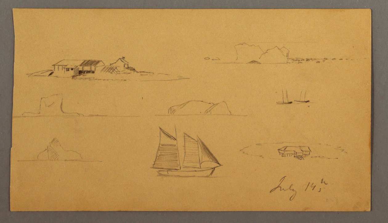 Rysunek, Szkice z Labradoru, prawdopodobnie 14 lipca 1859 r. autorstwa Frederic Edwin Church