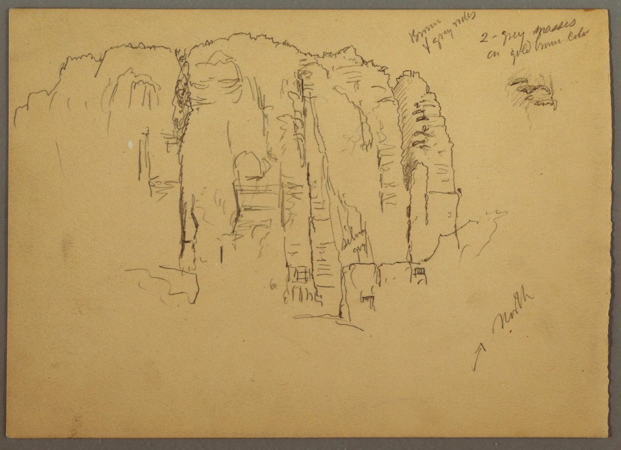 Rysunek, Szkice z Petry, Jordania, luty 1868 r. autorstwa Frederic Edwin Church