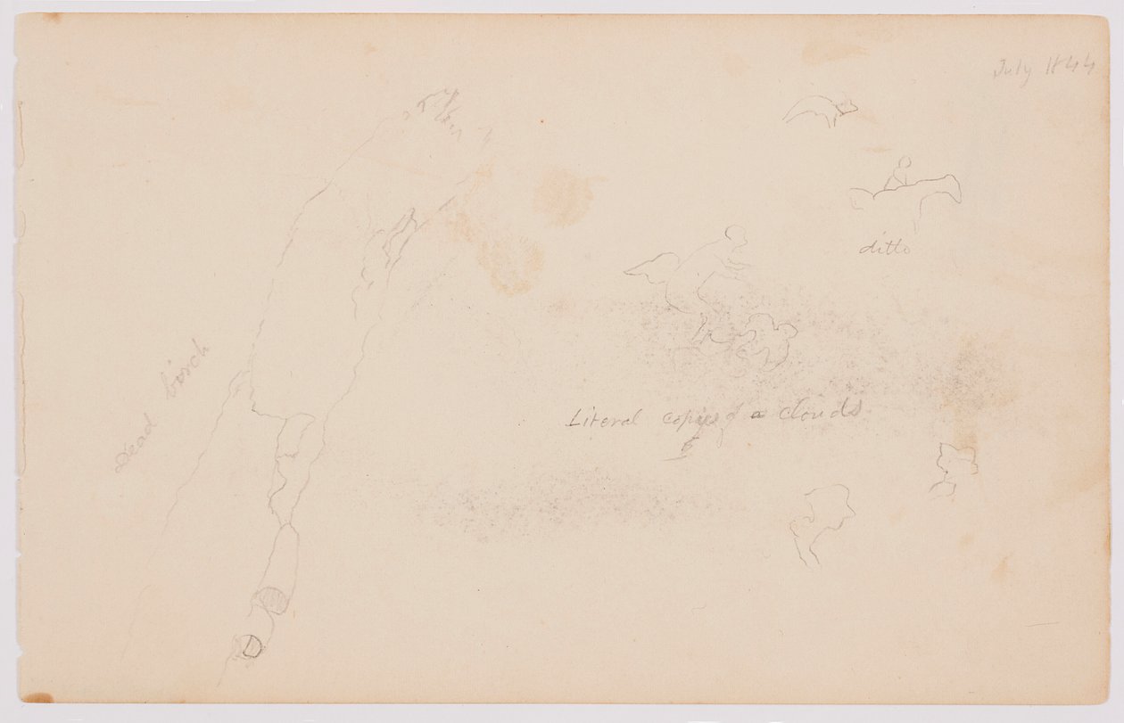 Rysunek, Szkice chmur i martwej brzozy, lipiec 1844 r. autorstwa Frederic Edwin Church