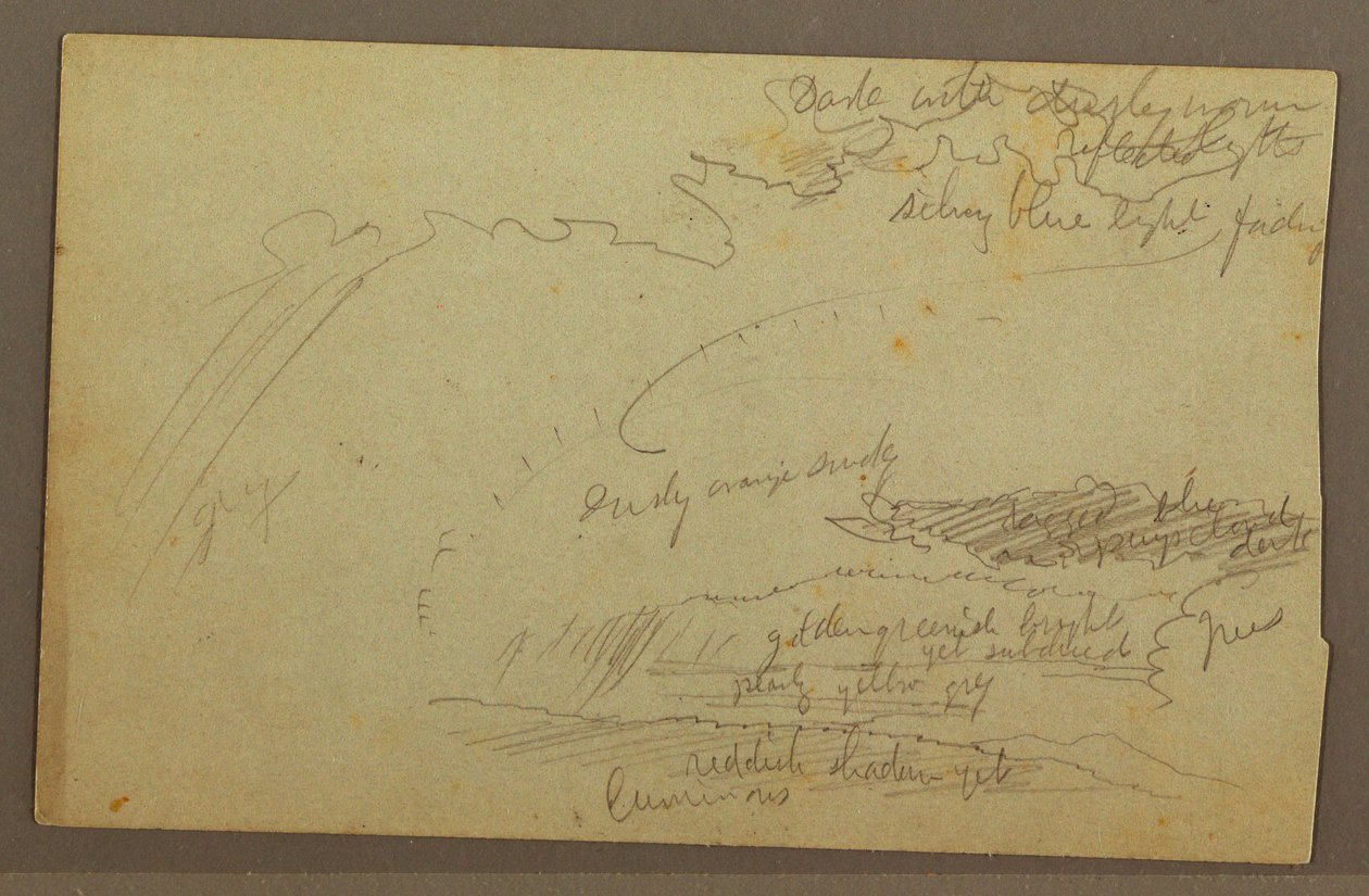 Rysunek, studium nieba, grzbiety górskie, tęcza, lata 60. XIX wieku autorstwa Frederic Edwin Church