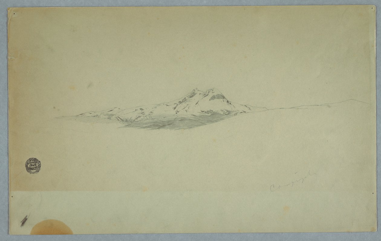 Rysunek, ośnieżony szczyt wulkanu, 1850-60 autorstwa Frederic Edwin Church