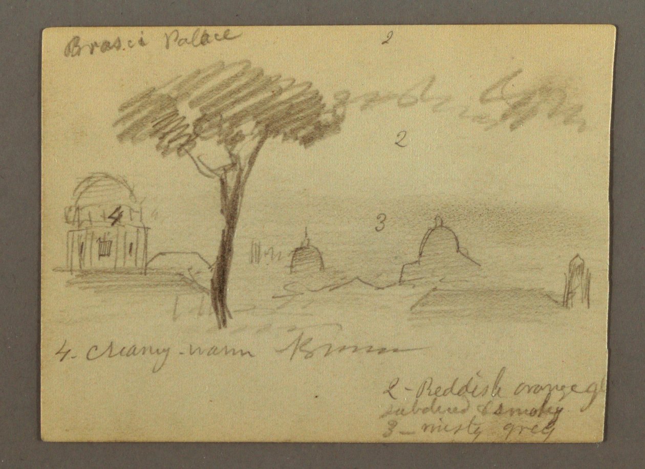 Rysunek, Bazylika św. Piotra i Watykan (widziane od północy), Rzym, Włochy, styczeń 1869 r. autorstwa Frederic Edwin Church