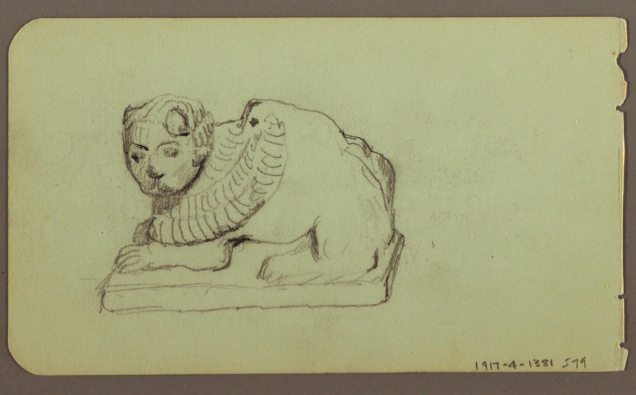 Rysunek, Statua Lwa, Skiff; Verso: Statua Lwa, grudzień 1883 r. autorstwa Frederic Edwin Church