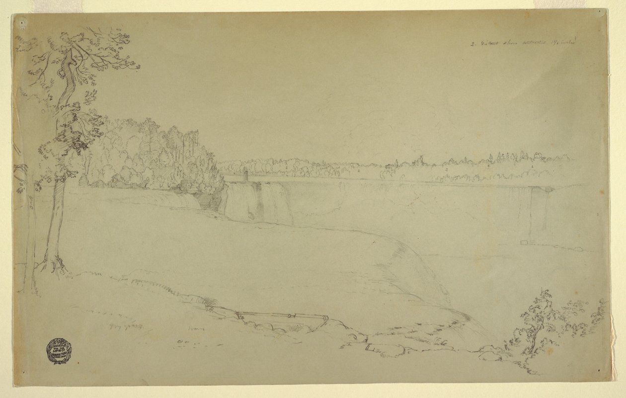 Rysunek, Studia. Wodospad Niagara, prawdopodobnie 1856 r. autorstwa Frederic Edwin Church