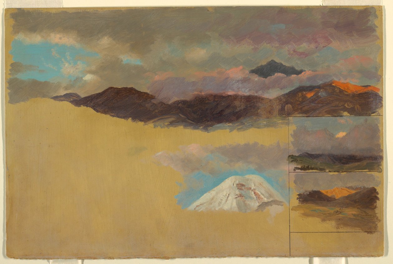 Rysunek, Studium góry Chimborazo, Ekwador, 1857 r. autorstwa Frederic Edwin Church