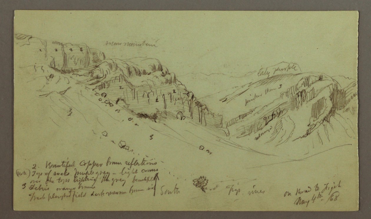 Rysunek, Studium boku doliny, 4 maja 1868 r. autorstwa Frederic Edwin Church