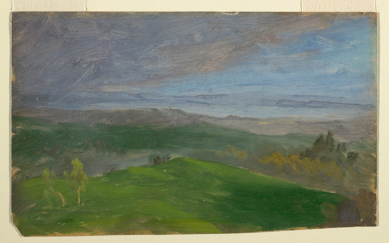 Rysunek, letni widok, dolina Hudson, Nowy Jork, 1870-80 autorstwa Frederic Edwin Church