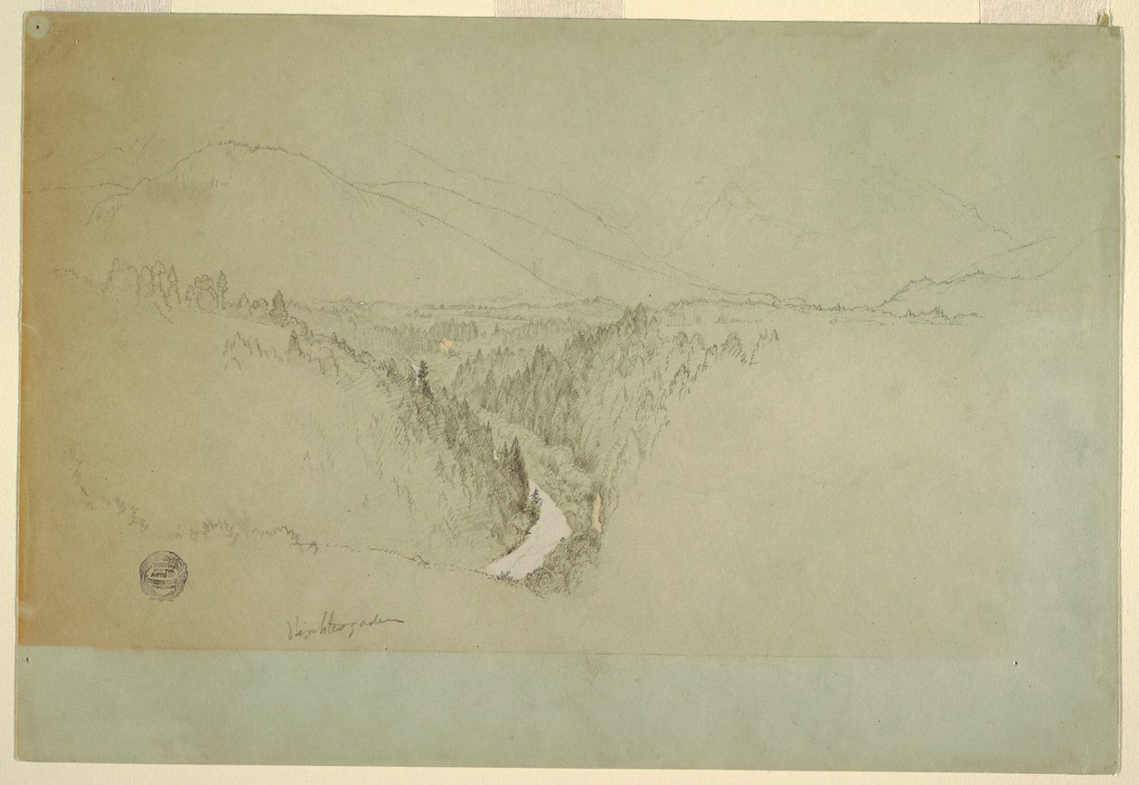 Rysunek, Szczyt Watzman, Berchtesgaden, Bawaria, 1868 r. autorstwa Frederic Edwin Church