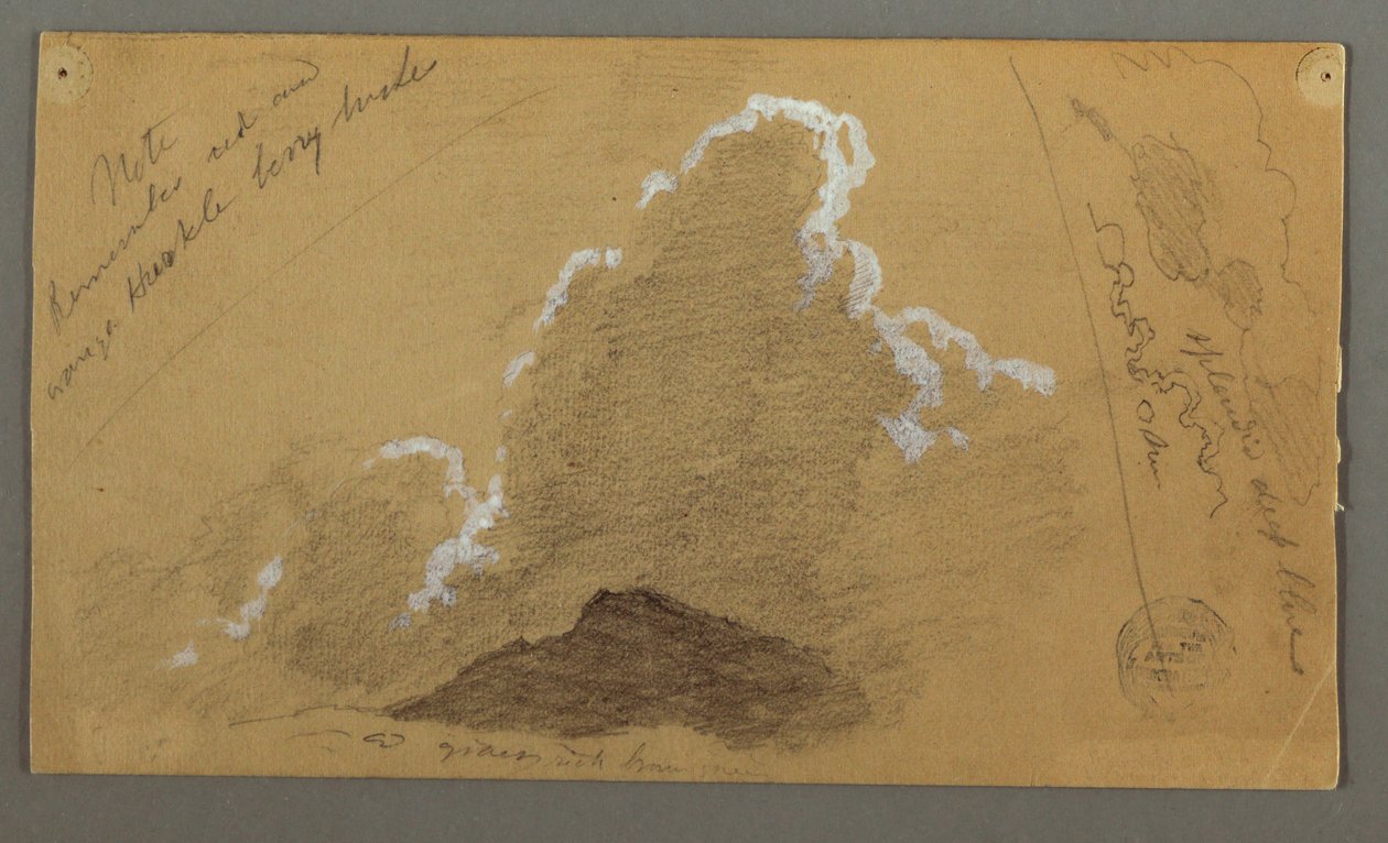 Rysunek, Szczyt z dużymi chmurami, prawdopodobnie 1868 r. autorstwa Frederic Edwin Church