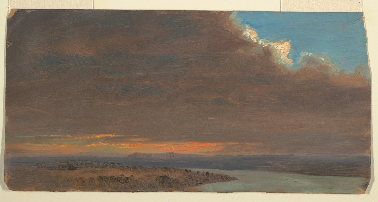 Rysunek, zachód słońca, dolina Hudson, Nowy Jork, 1870-80 autorstwa Frederic Edwin Church