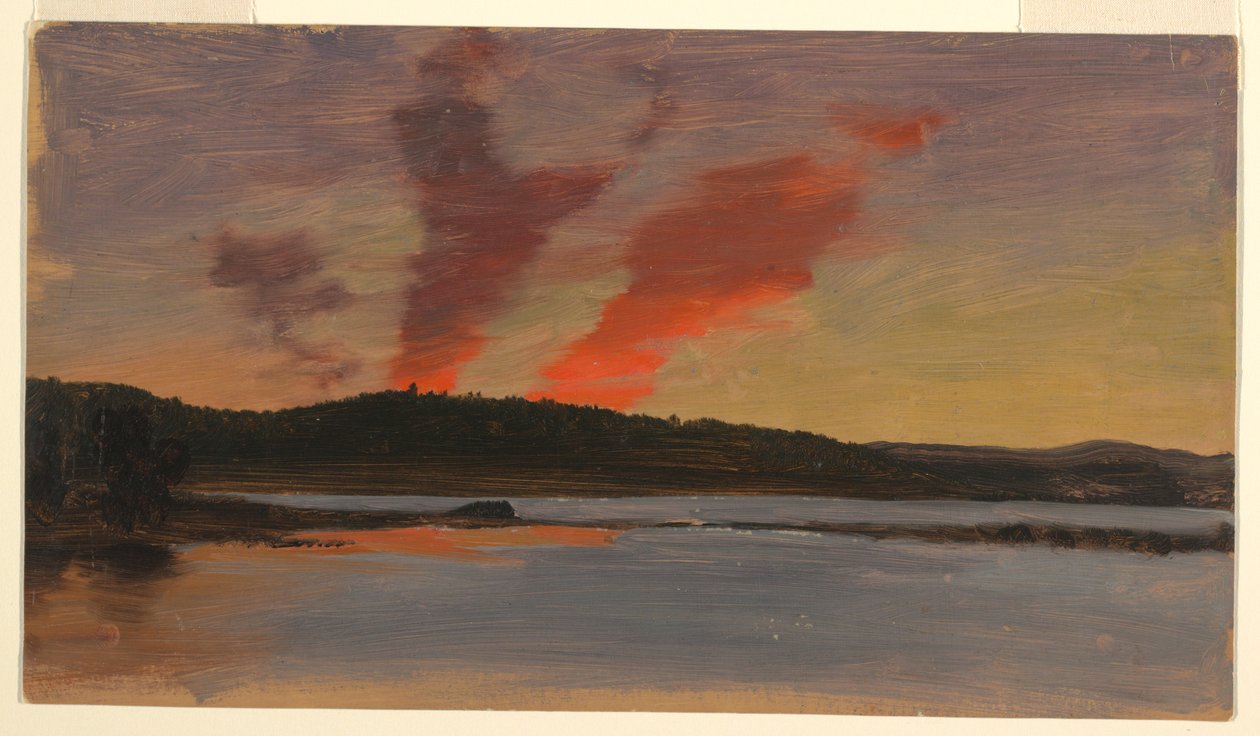 Rysunek, zachód słońca w pobliżu Bar Harbor, Maine, ok. 1862 r. autorstwa Frederic Edwin Church
