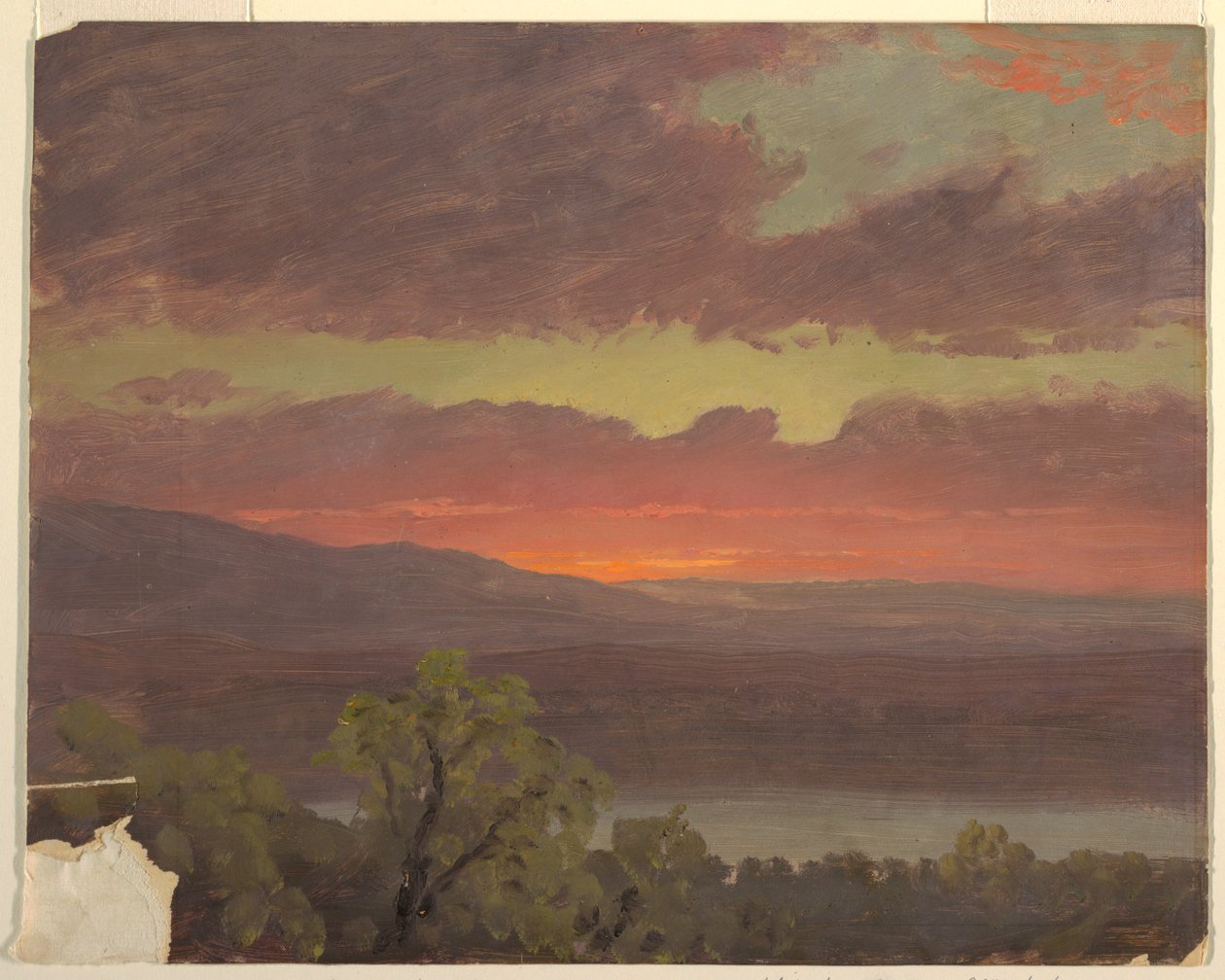 Rysunek, zachód słońca na Jamajce, Indie Zachodnie, 1865-66 autorstwa Frederic Edwin Church