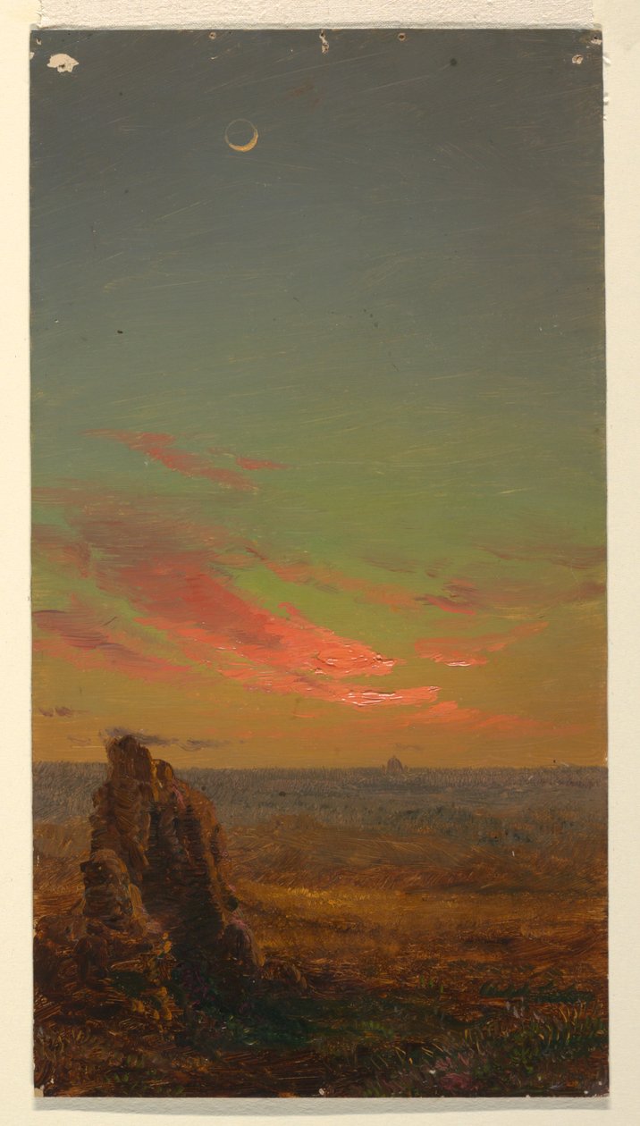Rysunek, Zachód słońca w pobliżu Rzymu, 1868-69 autorstwa Frederic Edwin Church