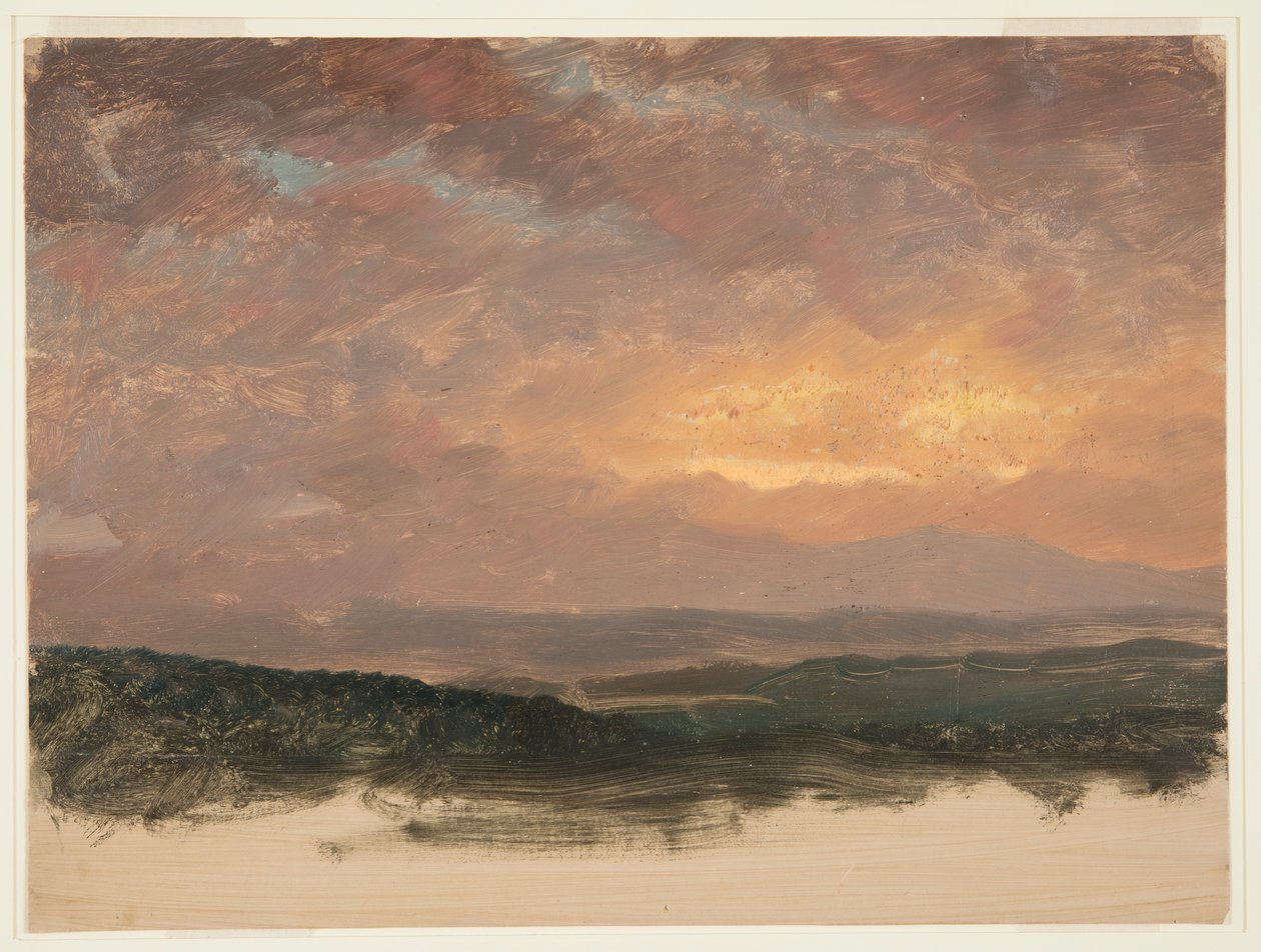 Rysunek, Zachód słońca nad Catskills, 1870-80 autorstwa Frederic Edwin Church